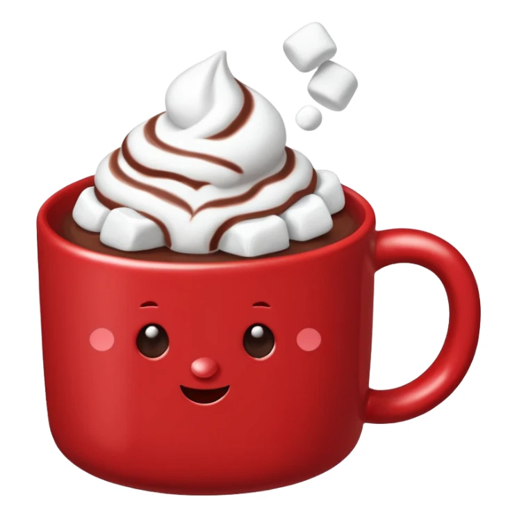 red mug of hot chocolate with marshmallows sticker