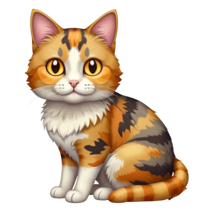 full body colourful light patched calico tabby cat with hazel eyes sticker