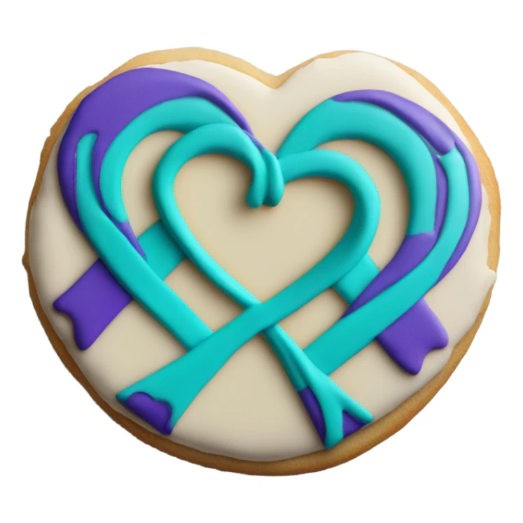 Purple teal Suicide awareness ribbon, heart cookie sticker