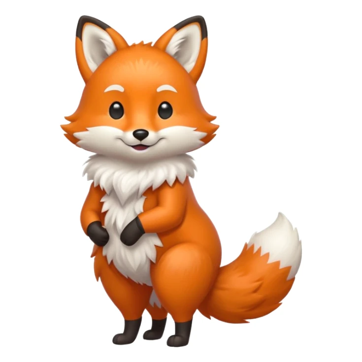 A cute fox emoji, full body, standing in side view. sticker