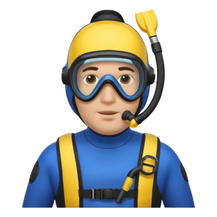 Man 38 dark hair, mideteranean, slightly overweight, scuba diving. Portrait sticker