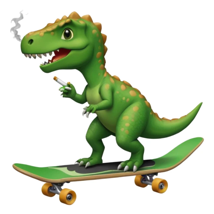 a dinosaur riding a skateboard smoking a cigarette  sticker