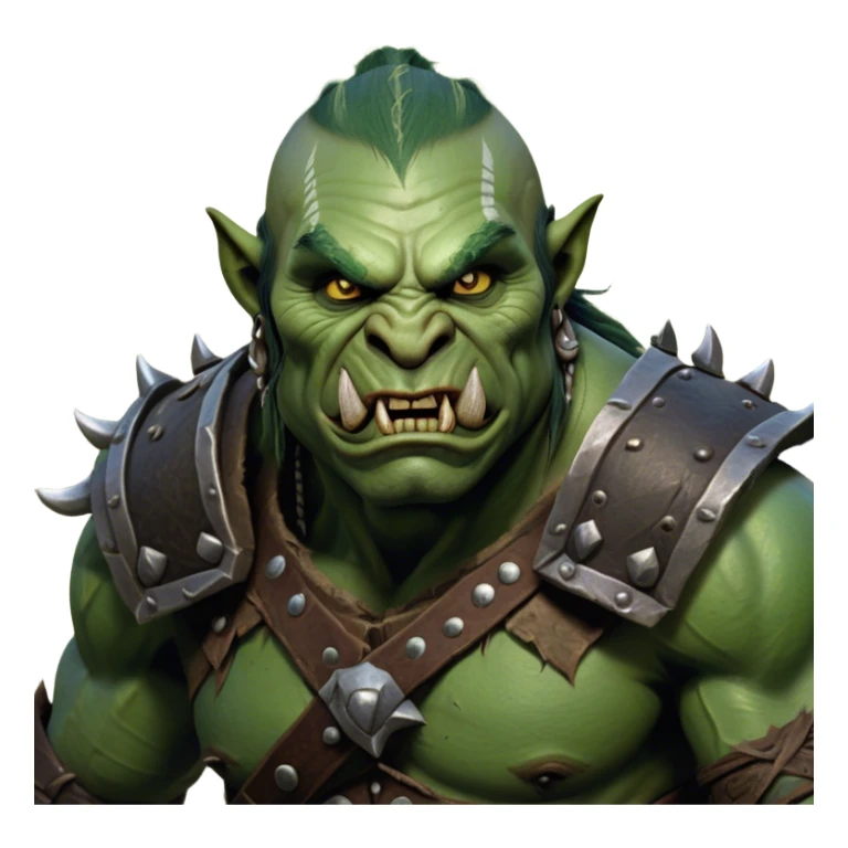 Cinematic Realistic WoW Orc Warrior Portrait, head tilted dramatically with an exaggeratedly amused expression, blending raw, primal might with a touch of unexpected humor. His battle-scarred green skin, robust muscles, and intricately detailed tribal armor in deep, earthy tones are rendered with lifelike texture and dynamic lighting, high shine, dramatic yet whimsical, capturing an orc warrior whose epic strength is matched by a playful, irreverent charm. sticker