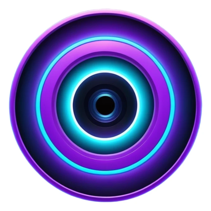 Futuristic camera aperture transforming into a vortex of light rays converging on a glowing product silhouette (e.g., lamp, watch), deep space blue (#0A1A2F) to electric violet (#8A2BE2) gradient with neon cyan (#00FFFF) sticker