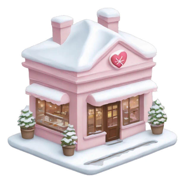 pale pink coffee shop covered in snow heart sticker