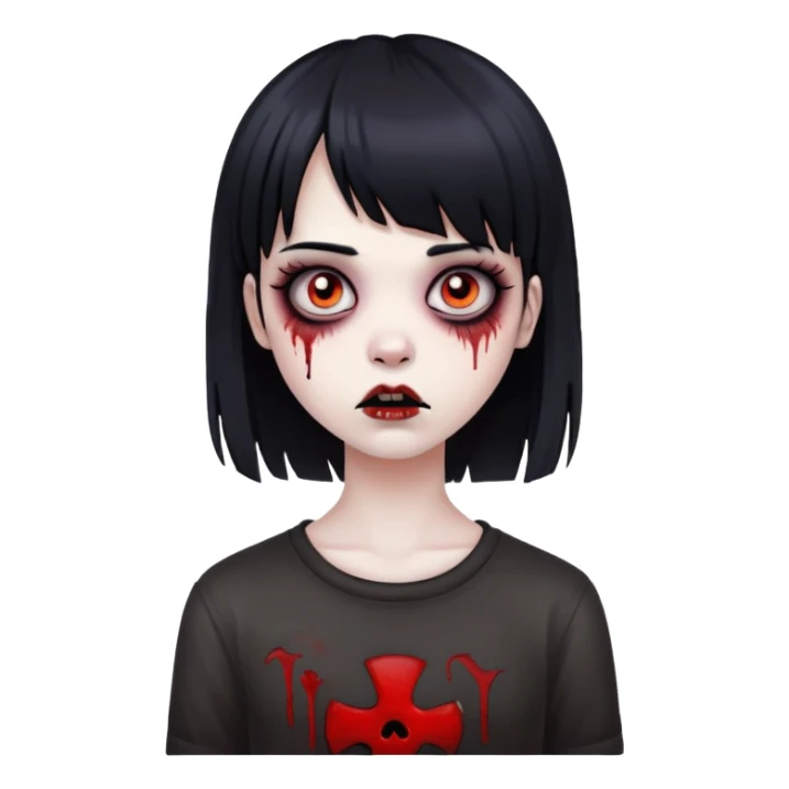 girl zombie with black hair w emo bangs sticker