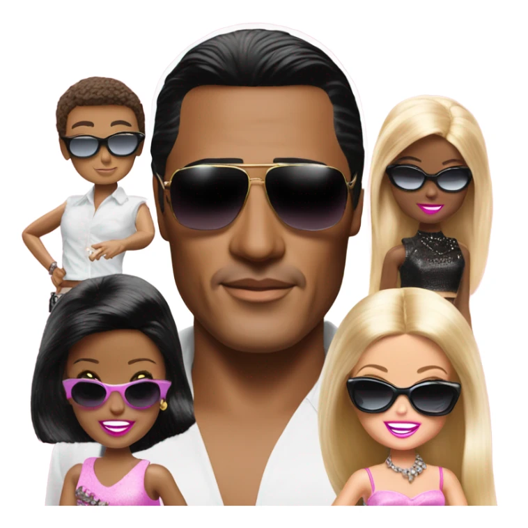 Tony Montana sunglasses with 3 Barbie’s sticker