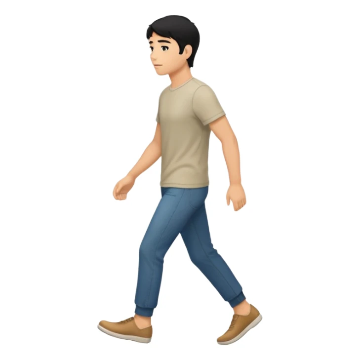The Walking Man black hair all body from the side and taking a step sticker