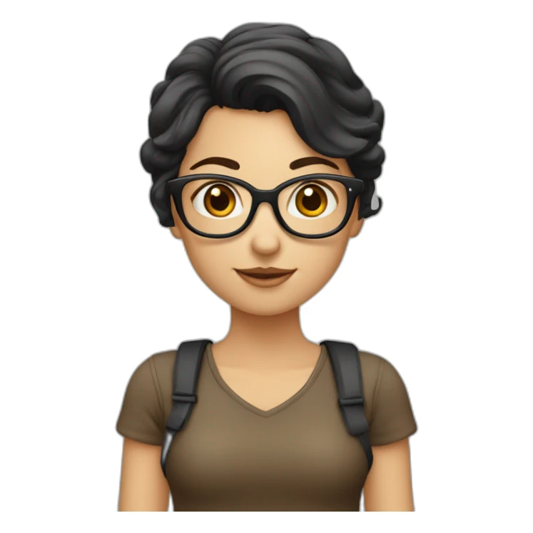 Meisje donkerbruinhaar zwarte bril blank sticker