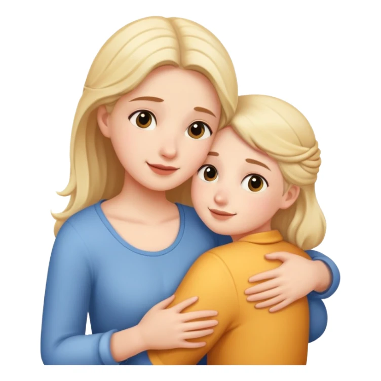 Aunt gives the girl a hug sticker