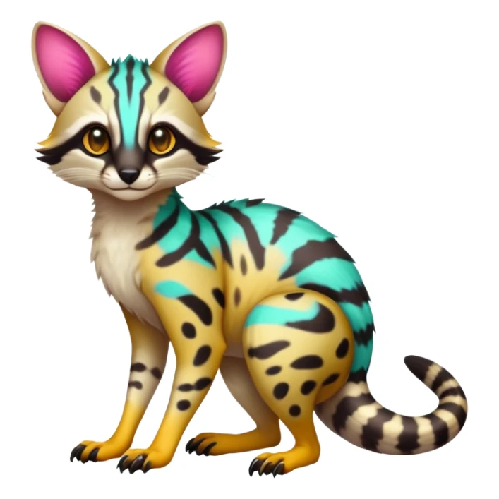  Exotic randomly colored colorful cute neon-colored Fakémon-Fionbri-Vernid-Genet-creature with markings (full body) sticker