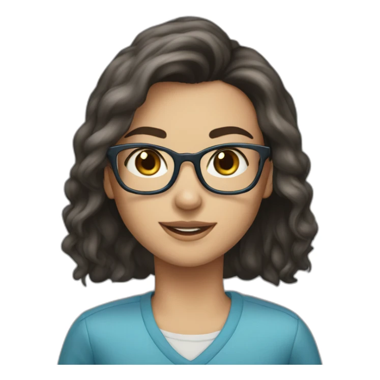 brunette, glasses, gray streaks, blue eyes sticker