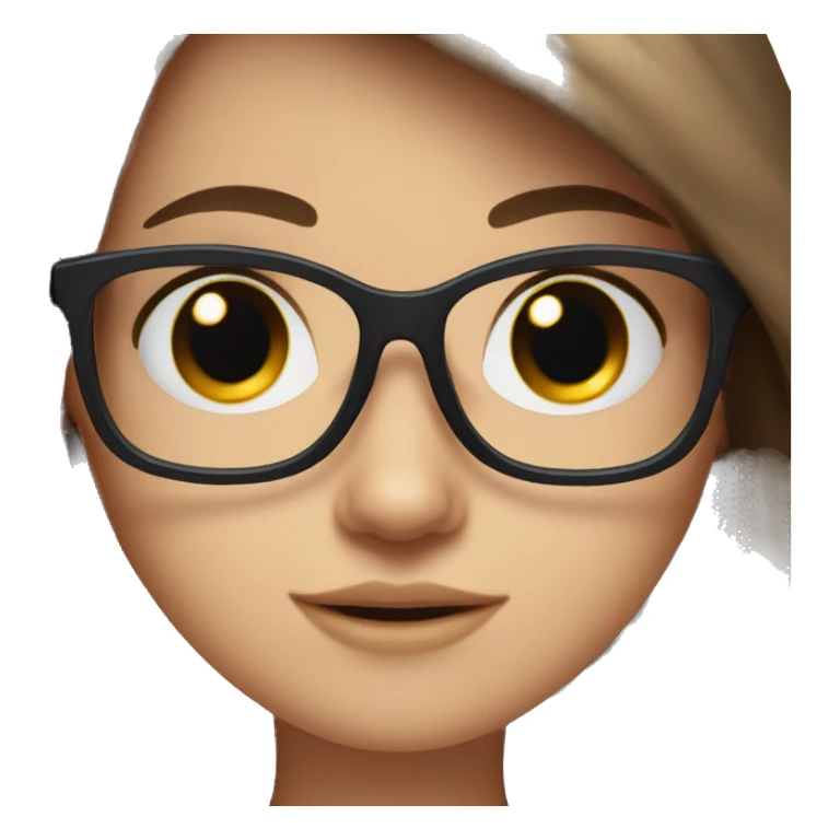 Long brown hair, blue eyes and black glasses girl sticker