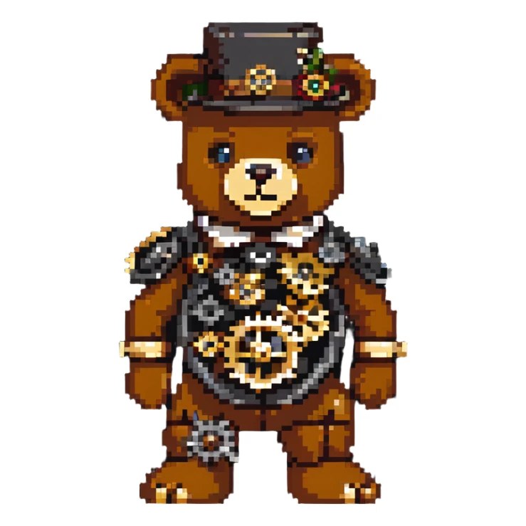Steampunk Freddy bear with brass and gears sticker