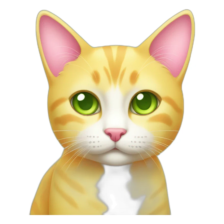 cute yellow cat with green eyes and pink nose sticker