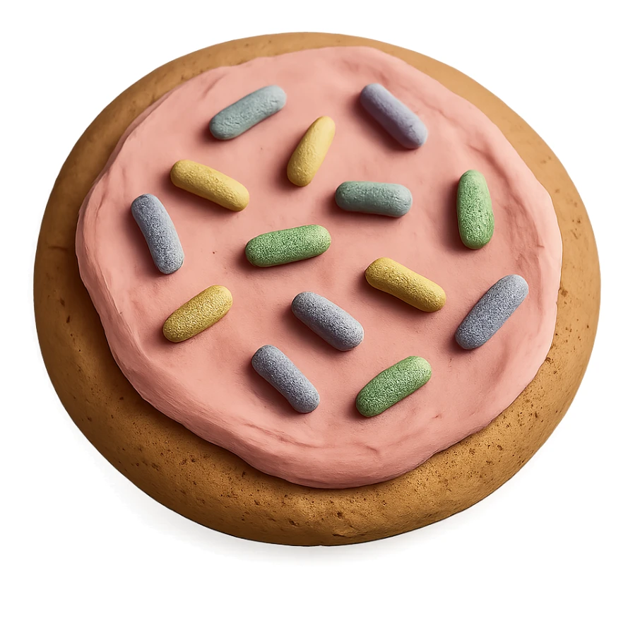 sugar cookie with pink frosting and pastel sprinkles sticker