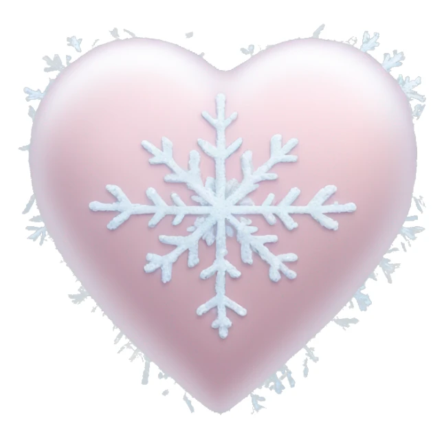 frozen icy pale pink heart with snowflakes on top sticker