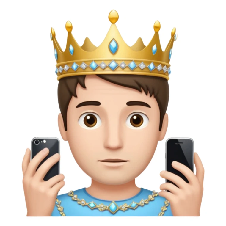 a guy holding an smartphone with both hands in landscape mode(horizontally) in front of his forehead like if it was a tiara sticker