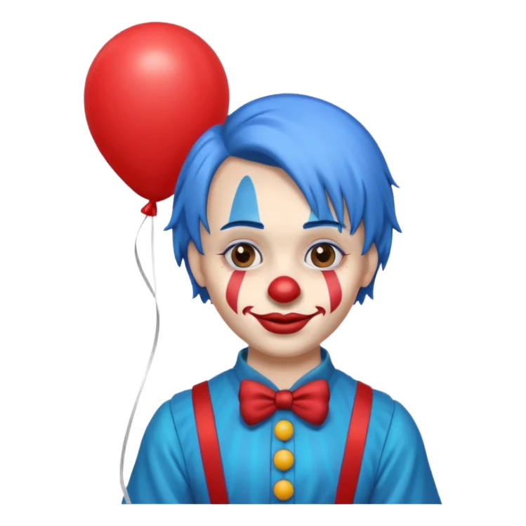 circus clown blue hair with balloon sticker