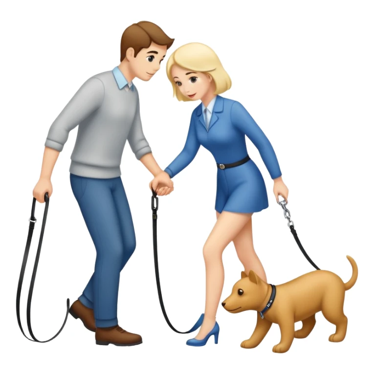 woman walking a man on all fours with a leash sticker