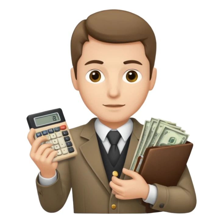 finanzwirt mit geld und taschenrechner in den händen sticker