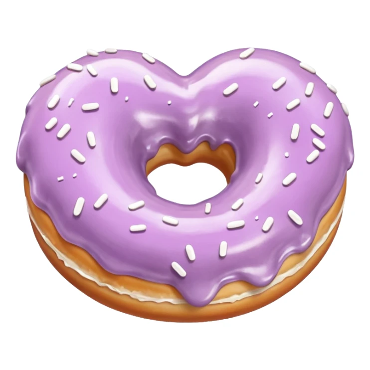 Realistic isolated heart shaped donut with pale lilac & glaze. sticker