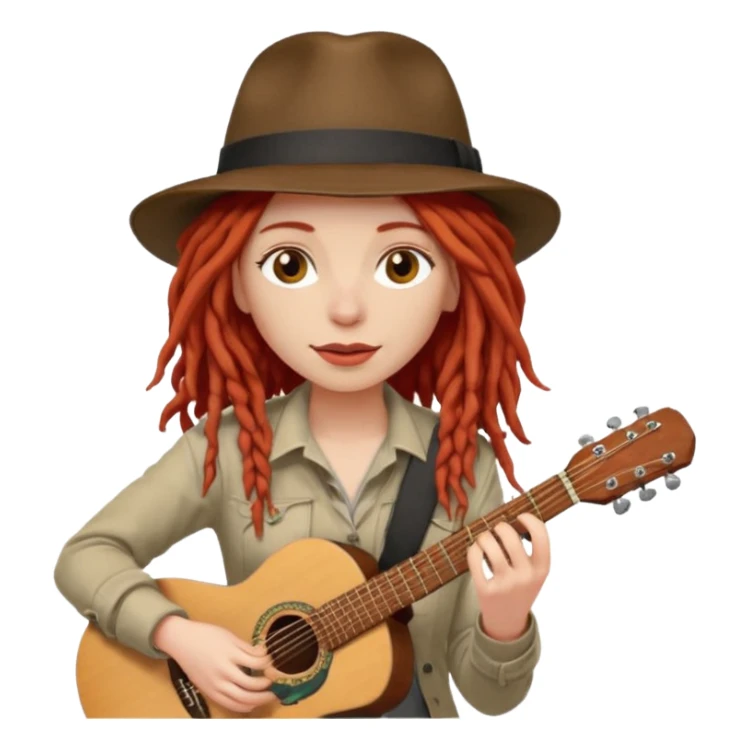 female red haired Musician with dreadlocks and fedora sticker