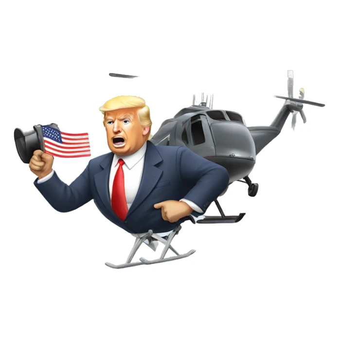 Donald Trump flying a helicopter saying vote with a megaphone sticker