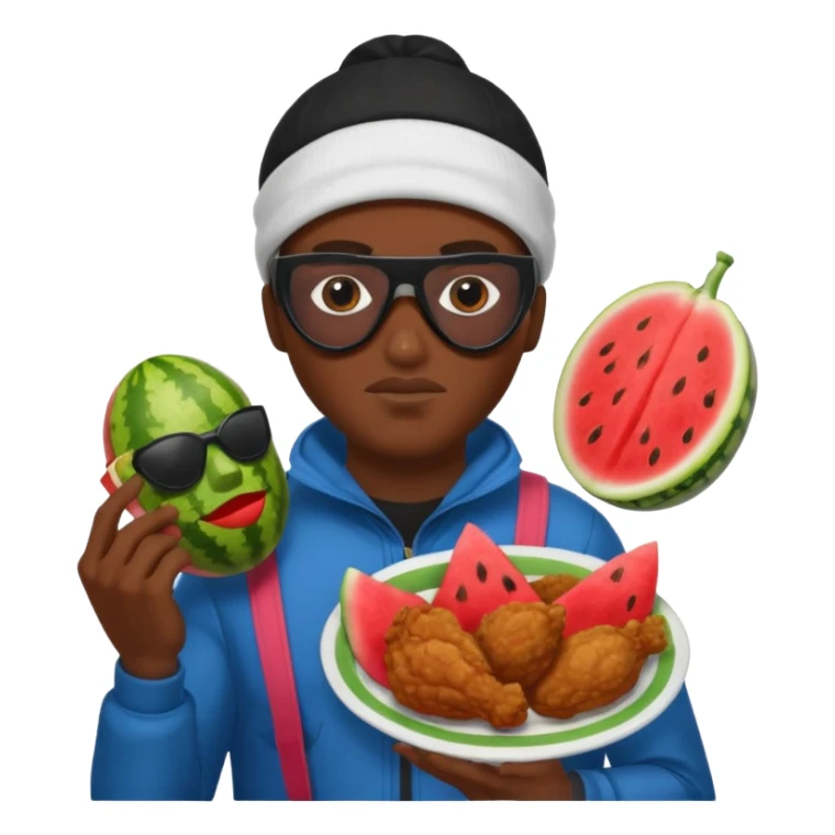 black guy, thug, ski mask, stealing, fried chicken and watermelon sticker