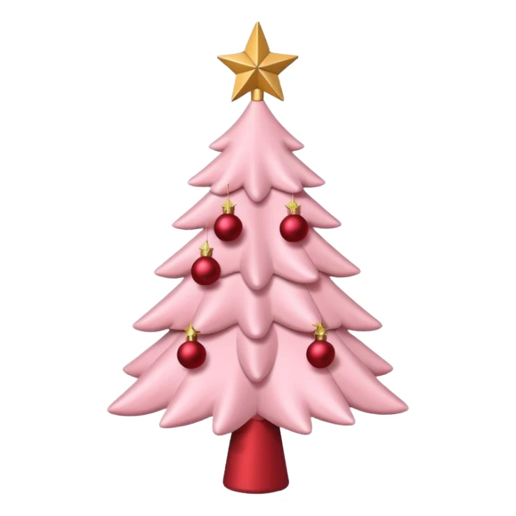 pastel pink christmas tree with red ornaments and star on top sticker