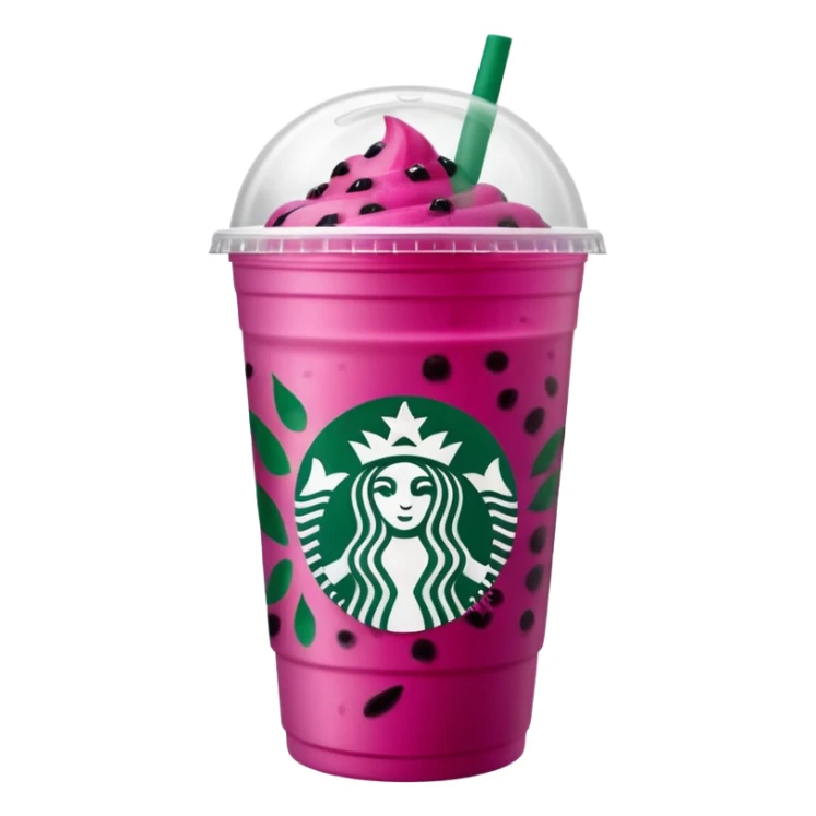 Starbucks dark pink dragonfruit refresher.  opaque lid!! starbucks logo. sticker