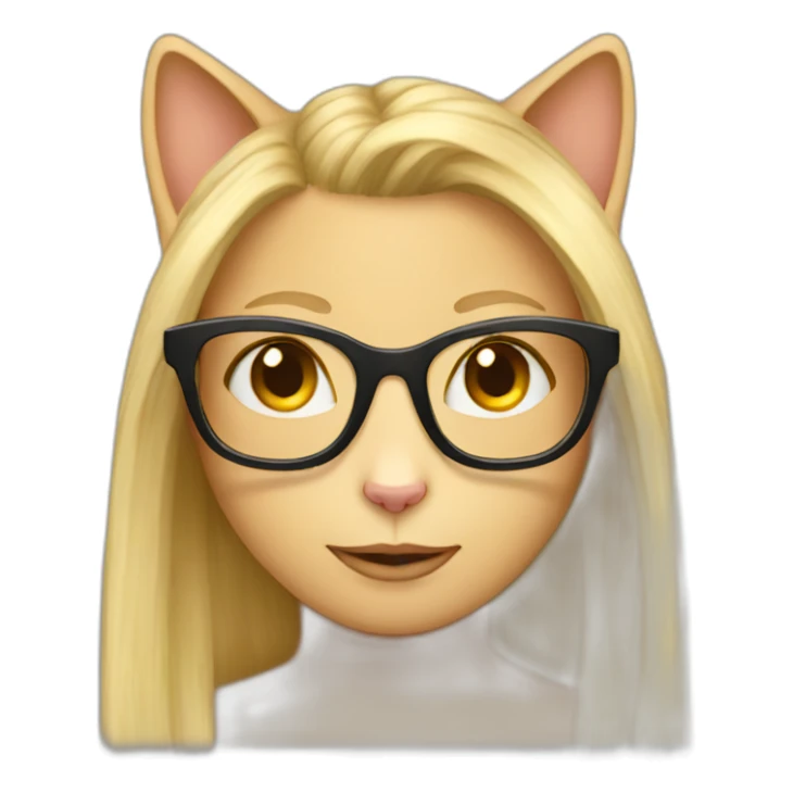Long Blonde hair female cat with glasses sticker