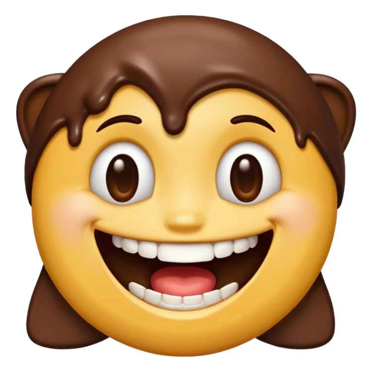 iPhone emoji face smiling with buckteeth that has chocolate on the teeth sticker