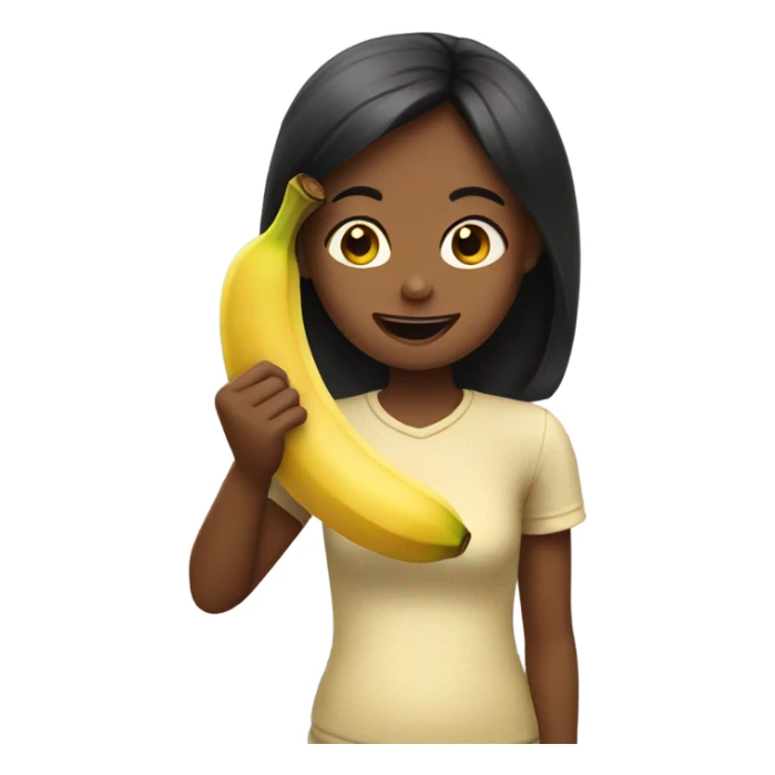 Girl eating a banana sticker