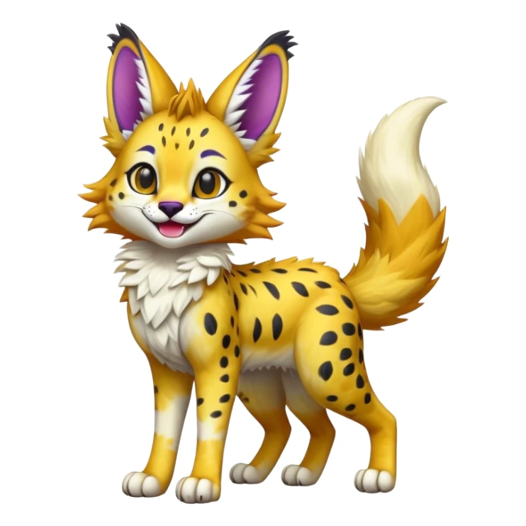 Cute Kawaii Epic Colorful Sergal-Serval-Vernid full body sticker