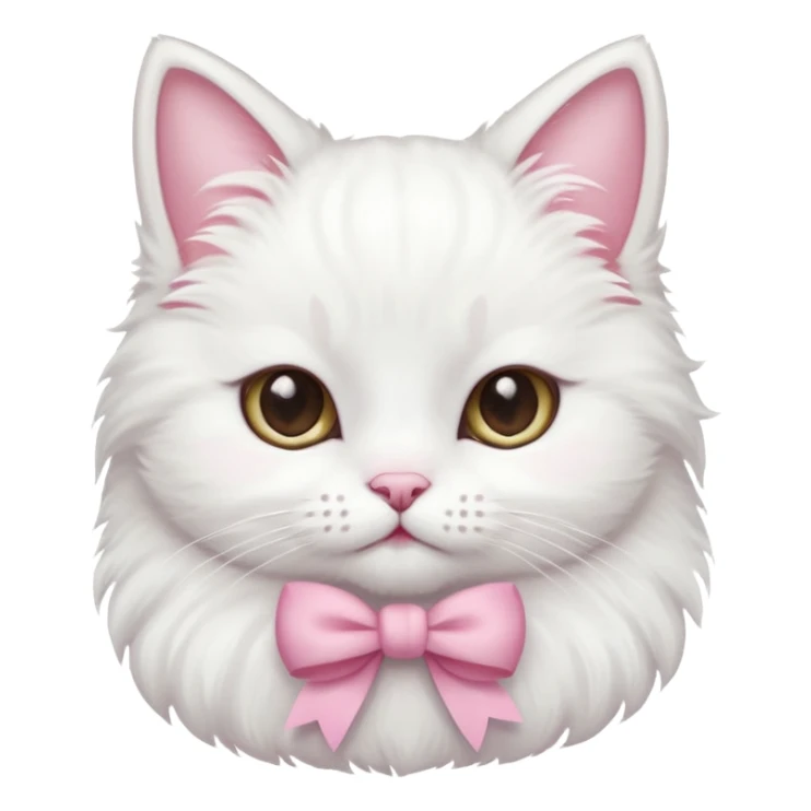 A cute white cat with a pink bow on her head sticker