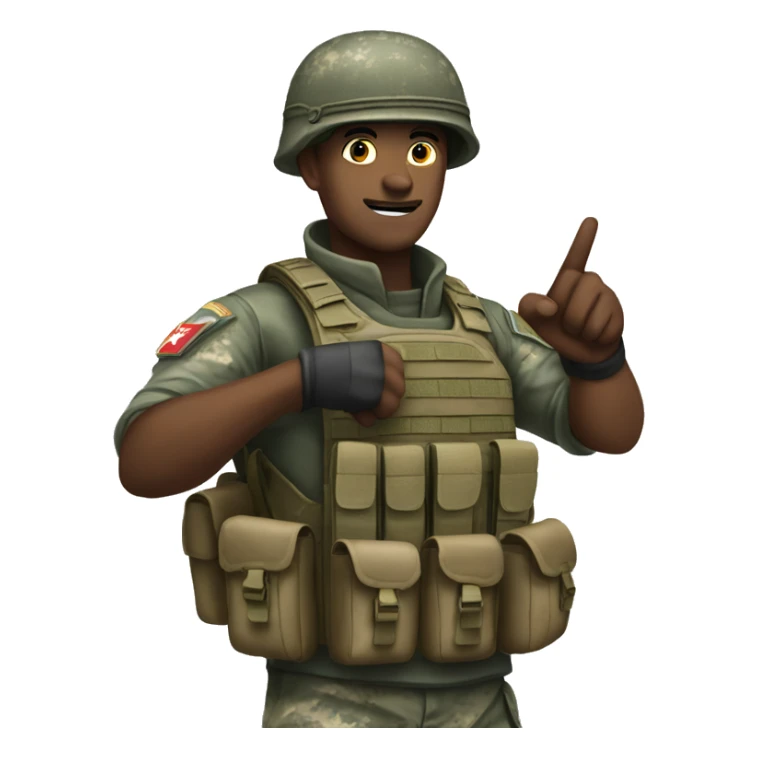Male soldier pointing an assault rfile sticker