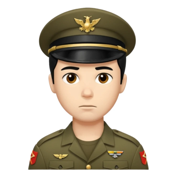 male soldier black hair style sticker