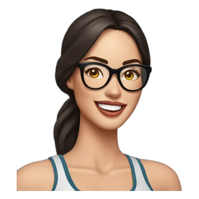 Megan Fox sonriente con lentes y ropa deportiva sticker