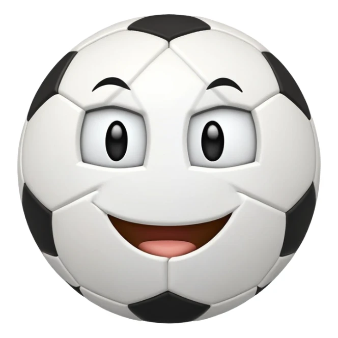 Soccer ball with a celebrate face sticker