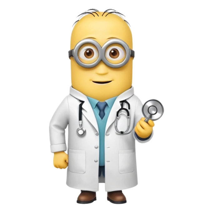 yellow minion character wearing doctor coat and stethoscope sticker