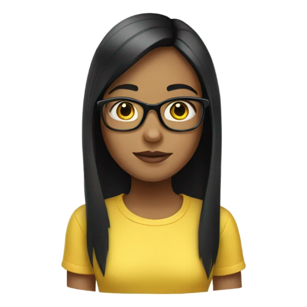 BLACK-straight-haired-girl-glasses-YELLOW-shirt sticker