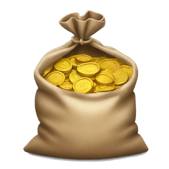 old open bag full of coins sticker