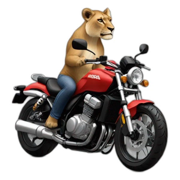 Lioness riding a honda rebel sticker