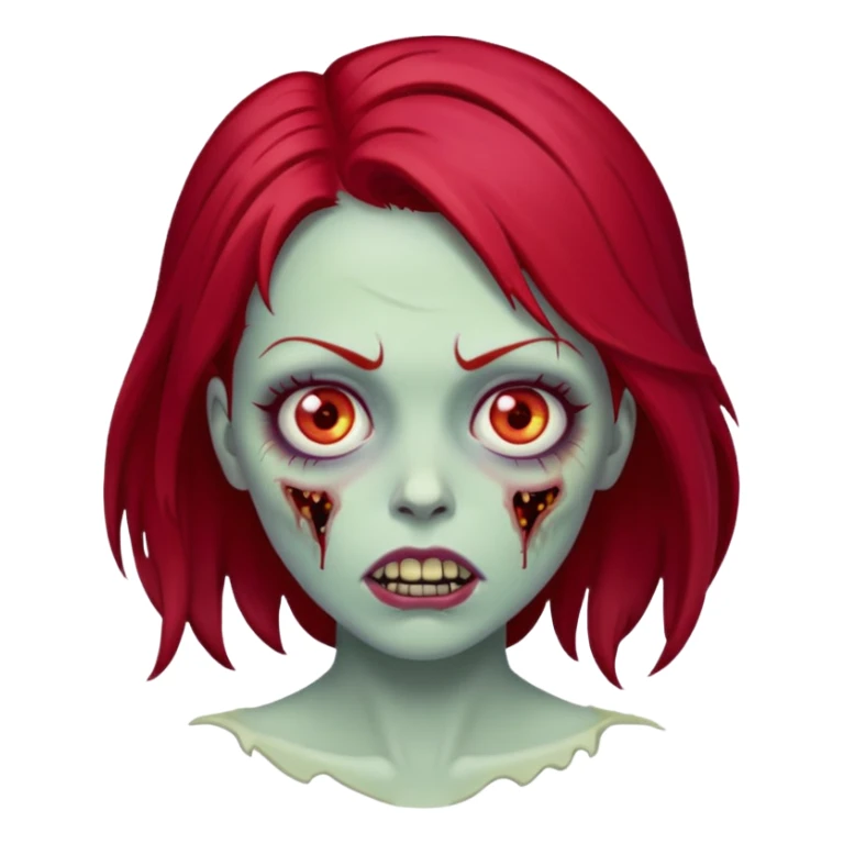 Zombie emoji woman with cherry red hair sticker