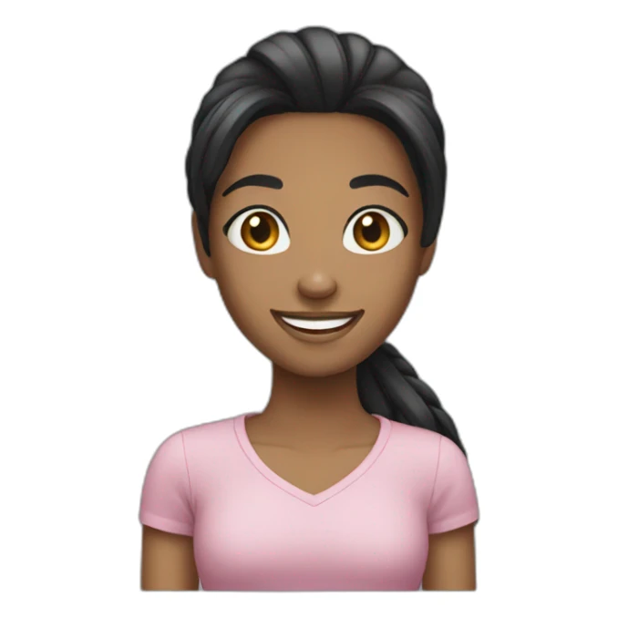 black straight hair girl smiling sticker