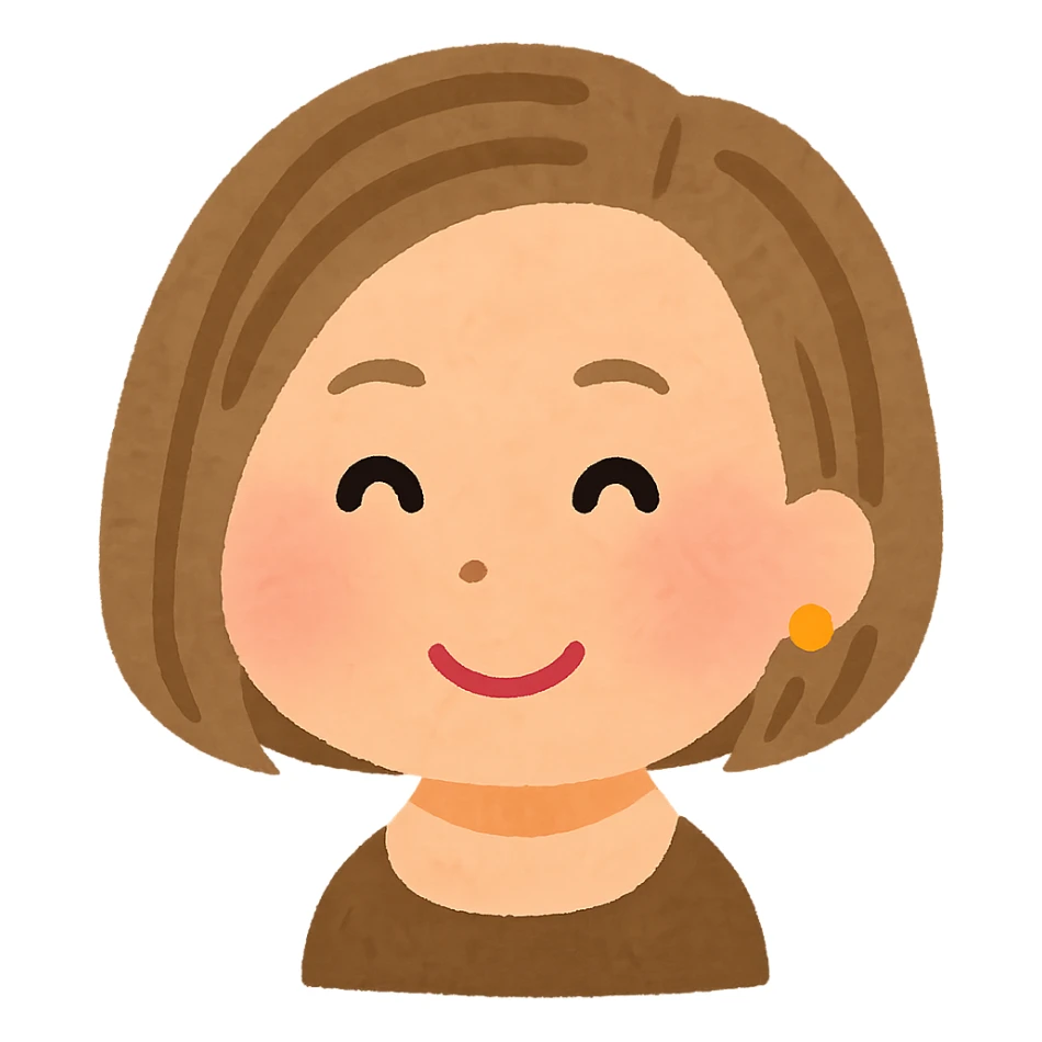 Beyoncé's head in Irasutoya style, happy expression, cute cartoon, gentle colors, round face, short hair, no background sticker
