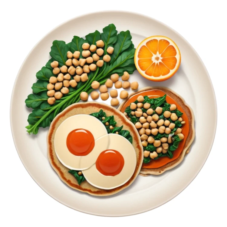 Buckwheat pancakes Buckwheat pancakes with stuffing of kale, spinach, chickpeas, mushrooms and onions, served with tomato-orange sauce and roasted seeds + salad of beets, oranges, celery, carrots with dressing. sticker