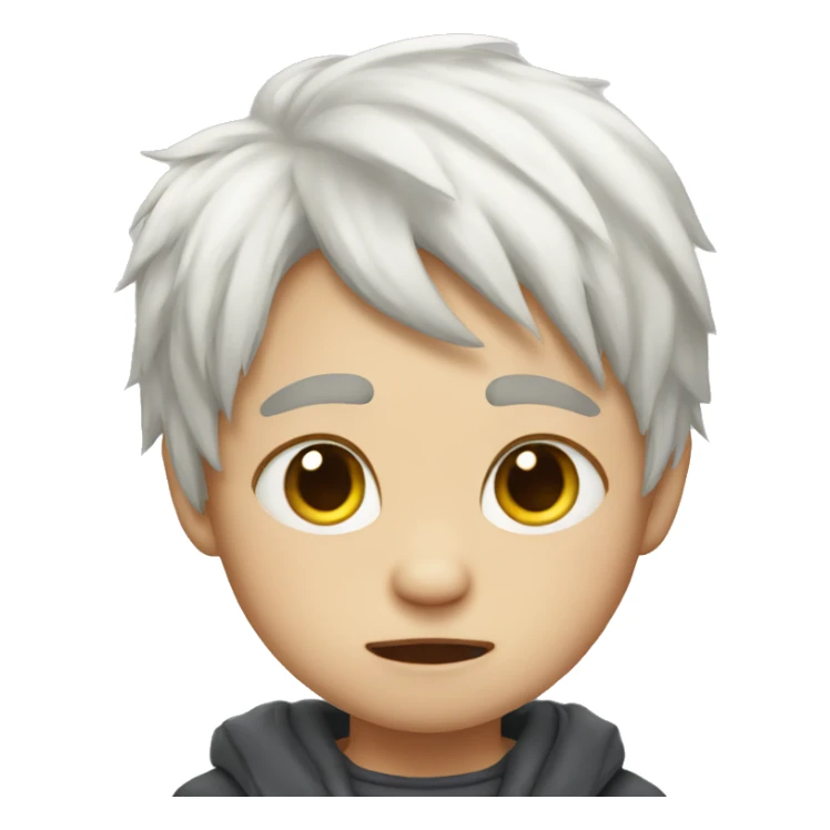 cat-like mini boy, white hair, crying like baby sticker