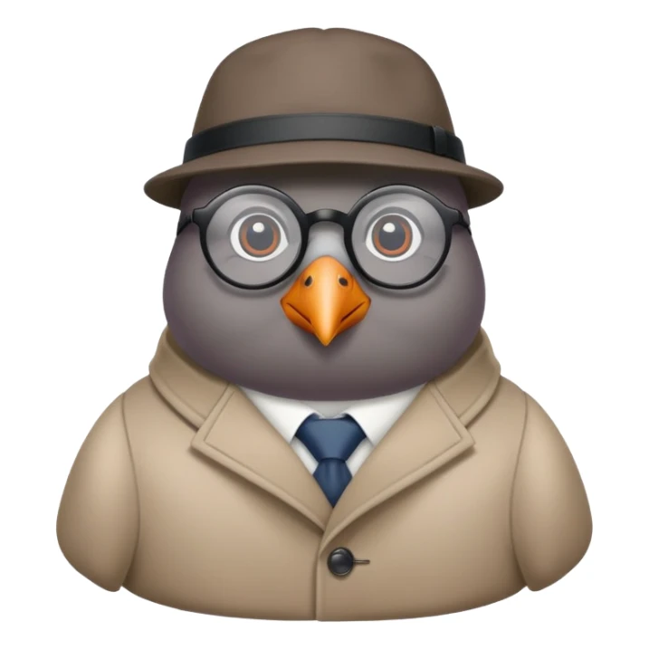 Pigeon with glasses and coat looking like a spy sticker